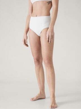 Athleta White High-Waist Pique Swim Bottom Size M - NEW